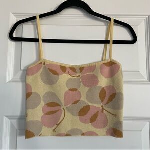 VRG Girl Chic Floral Knit Cropped Cami Tank Top